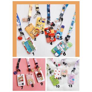 1Pc Cartoon Hard PU Card Holder Identity Badge With Lanyard Neck Strap Card Nus ID Holder With Key Chain