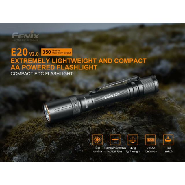 ไฟฉาย Fenix E20 V2 EDC Flashlight 350lm : สินค้ารับประกัน 3 ปี