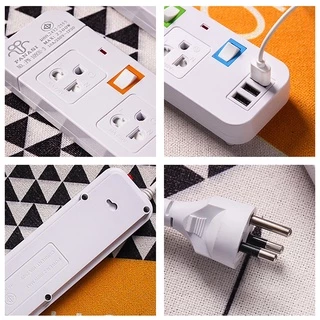 ปลั๊กพ่วง ปลั๊ก3ตา ปลั๊กไฟUSB สาย 5 เมตร สามตา มาตรฐาน มอก. 10A 2300W power socket พร้อมสวิตช์ปิด-เปิด