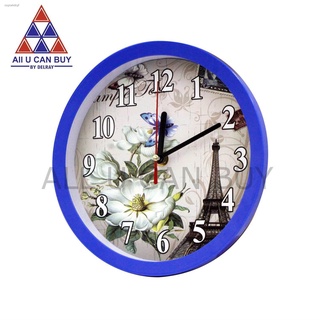 ALL U CAN BUY นาฬิกา นาฬิกาแขวน นาฬิกาแขวนผนัง นาฬิกาติดผนัง นาฬิกาทรงกลม นาฬิกาสีฟ้า นาฬิกาหน้าปัดกลม นาฬิกาลายดอกไม้ น