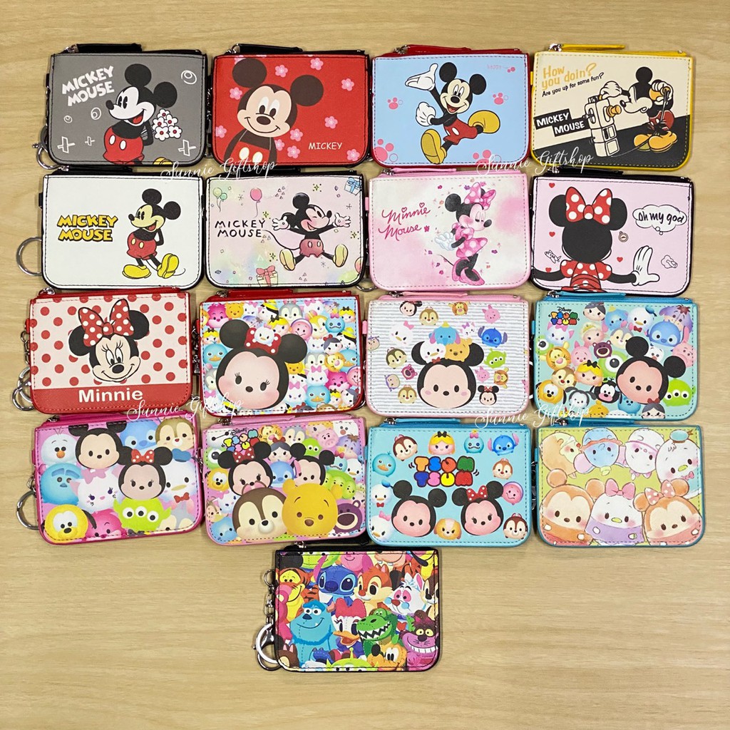 พร้อมส่ง ที่ใส่บัตร ใส่เหรียญ PU พร้อมขอเกี่ยว Disney Mickey