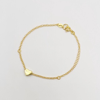 Marbella.bkk กำไลข้อมือ สร้อยข้อมือ เงินแท้ ชุบทอง 18k แบบโซ่ จี้หัวใจ รุ่น Golden heart chain Bracelet