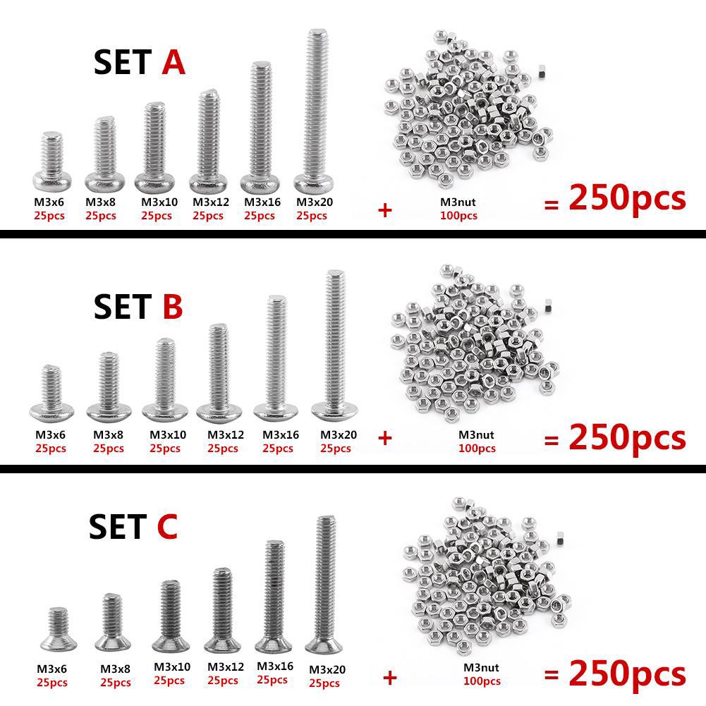 2 ชิ้น M 3 สกรูกลอนพร้อม HEX Nuts Assortment