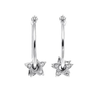 Aevari White Star Dust Earrings Sterling Silver 925 with White Sapphire and Rhodium Plated