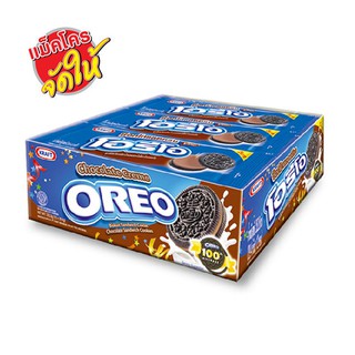 โอรีโอ คุกกี้แซนวิชสอดไส้ครีมช็อก 29.4 กรัม. แพ็ค 12 ห่อ Oreo Sandwich Cookies with Shock Cream 29.4 g. Pack of 12