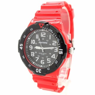 Submariner นาฬิกาข้อมือชาย-หญิง สายยางแดง หน้าปัดดำ/เลขขาว ระบบเข็ม S-5(Red)