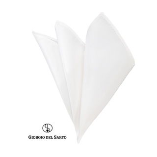 GIORGIO DEL SARTO Silk White Pocket Square ผ้าเสียบสูทไหม 100%Silk