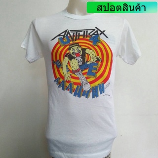 HH . ANTHKAX 1970s เสื้อยืดวินเทจ เสื้อวง วงร็อค เสื้อโอเวอร์ปริ้นส์ Nirvana เสื้อ3D สไตล์วินเทจ AcDc abe cotton