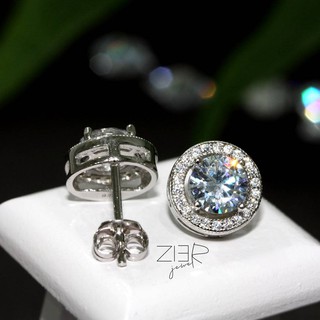 ต่างหูเงินแท้ 925 ประดับพลอยCZ Earring Silver 925 With Cubic Zirconia-(E07150287)