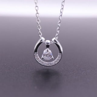 SILVER THAI 925 Silver CZ Tear Drop pendant Necklace 18 inch ,สร้อยคอจี้รูปโค้งตรงหกลางเป็นหยดน้ำใส่เข้ากันได้กับทุกชุด