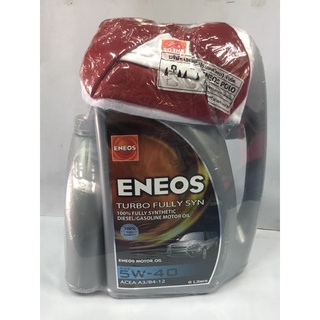 นํ้ามันเครื่อง ENEOS เทอร์โบ ฟูลลี่ซิน,5W-40 ACEA A3/B4-12 (6L+1L) สังเคราะห์ 100% ดีเชล (แถมเสื้อยืดโบโล1 ตัว)