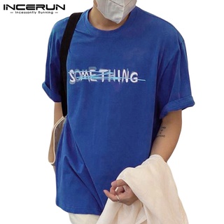 Incerun เสื้อยืด คอกลม แขนสั้น พิมพ์ลาย 3 สี เรียบง่าย แฟชั่น สําหรับผู้ชาย