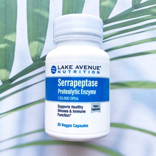 60% OFF Sale! EXP:07/23 เซอร์ราเปปเทส Serrapeptase Proteolytic Enzyme 120000 SPUs 30 Veggie Caps (Lake Avenue Nutrition)