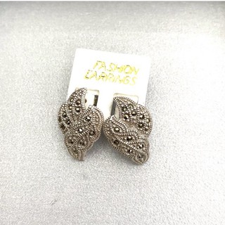 ต่างหูเงินแท้925 ตัวเรือนเงินแท้ประดับมาร์คาไซท์(Marcasite Earring)