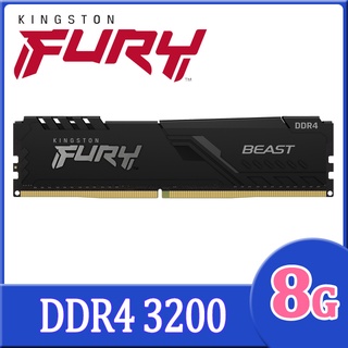 8GB (8GBx1) DDR4/3200 RAM PC (แรมพีซี) KINGSTON FURY BEAST BLACK (KF432C16BB/8) Warranty LT