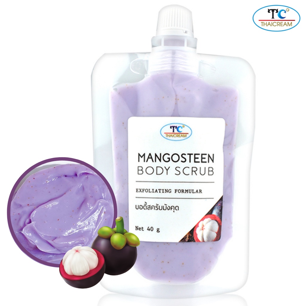 Thaicream สครับเปลือกมังคุด สครับขัดผิว ขัดขี้ไคล สครับผิว ไทยครีม MANGOSTEEN BODY SCRUB 40g ครีมมังคุด ครีมสปา ครีมขัด