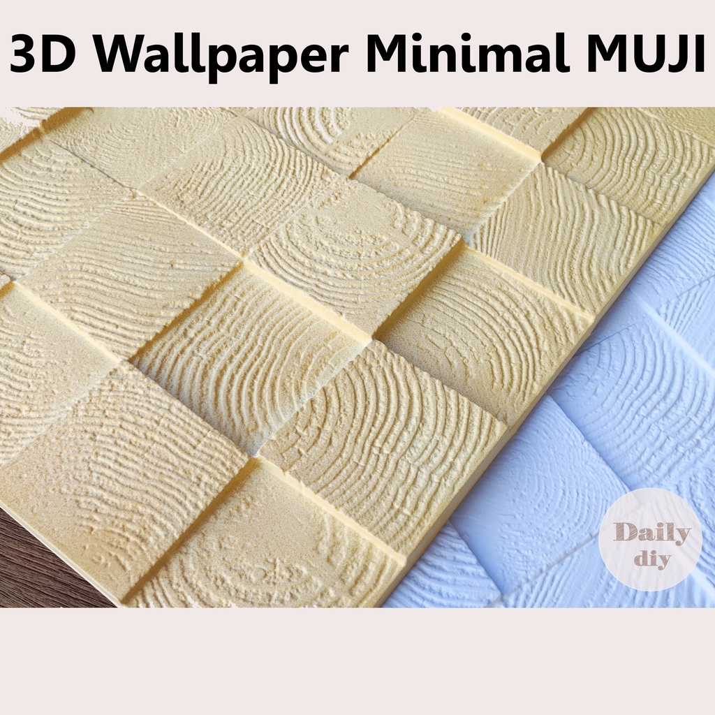 วอลเปเปอร์ 3D DIY Wallpaper Decor Sticker แผ่นติดผนังห้อง 3มิติ ลายไม้ มินิมอล MUJI  ติดตั้งเอง มีกา
