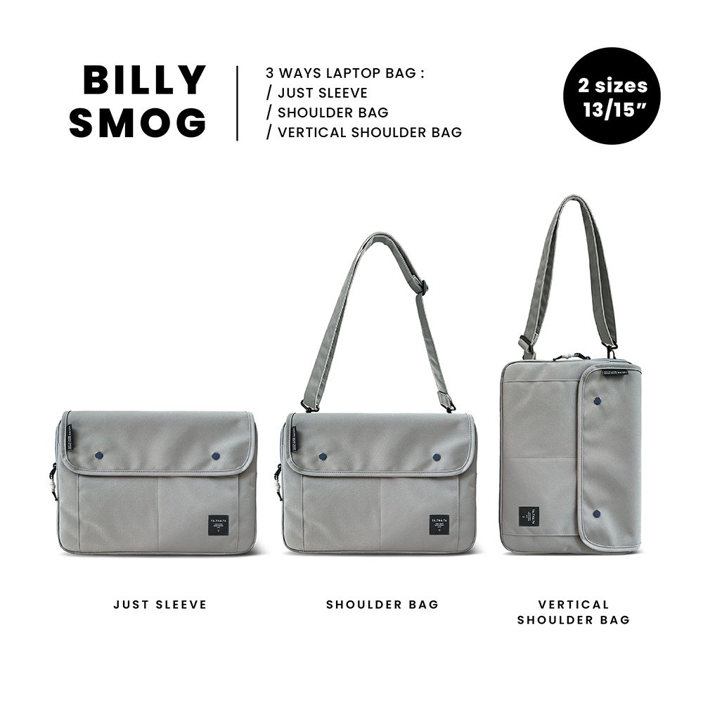 Billy relife smog laptop sleeve 13"/ 15" กระเป๋าใส่แลปทอป รุ่นบิลลี่ ไซส์สีเทาสี 13 นิ้ว และ 15 นิ้ว