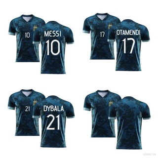 เสื้อกีฬาแขนสั้นลายทีมชาติฟุตบอล Argentina 2021 Messi Dybala Otamendi Plus#