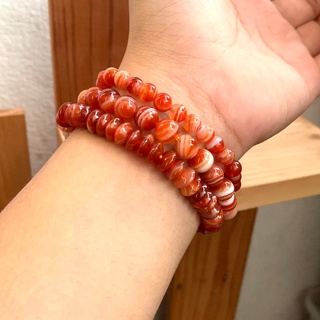 Orange Agate สร้อยข้อมือ หินแท้ หินอาเกต โมรา สีส้ม ขนาด 6 , 8 มม.