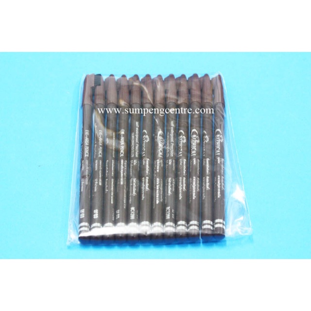 ดินสอเขียนคิ้วมีแปรงสีน้ำตาล Bizhicai no.3 - no.5  (12 ชิ้น)