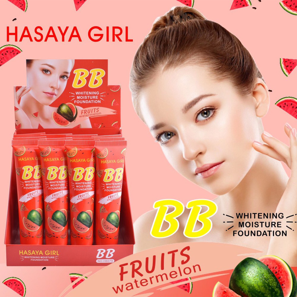 H6079 HASAYA GIRL ครีมแตงโม BB แบบหลอดบีบ เกลี่ยง่ายกลิ่นหอม ขนาด 23 กรัม