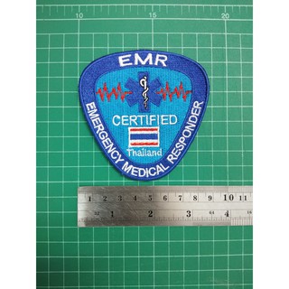 งานปัก โลโก้ อาร์ม EMR EMERGENCY MADICAL RESPONDER CERTIFIED ขนาด 8.5 cm