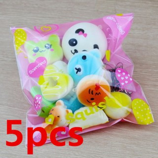 New 5Pcs Squishy Cake Panda Bread Donut Keychain Slow Rising Squishy Toys Food