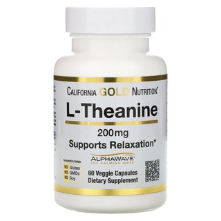 L-Theanine 100 และ 200mg/60 Capsules ทานได้ 60 วัน California Gold Nutrition Best Seller!!!  ผลิตภัณฑ์อาหารเสริม