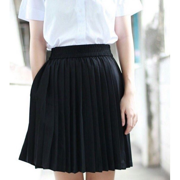 S-white กระโปรงพลีทมีกระเป๋า กระโปรงพลีท จีบรอบ มีกระเป๋า SW-จีบรอบ-กระเป๋า