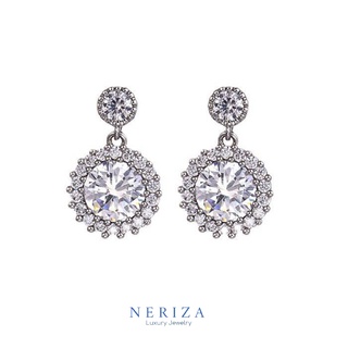 Neriza Jewelry/ ต่างหูระย้าเพชรสังเคราะห์เกรดพรีเมี่ยม ประกายเทียบเท่าเพชรแท้ จัดส่งฟรี พร้อมกล่อง NE132