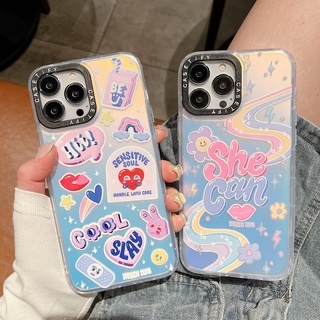 【huyen Dinh】casetify เคสโทรศัพท์มือถืออะคริลิค กันหล่น ลายเลเซอร์ดาว หลากสี สําหรับ iPhone 13 Pro Max 12 11 Pro Max XR X XS Max SE2020 13 14 14max 14Pro