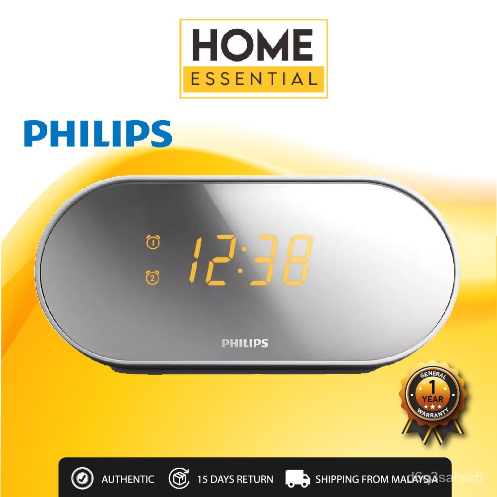 Philips Mirror Finish Display Clock Radio with Dual Alarm / FM