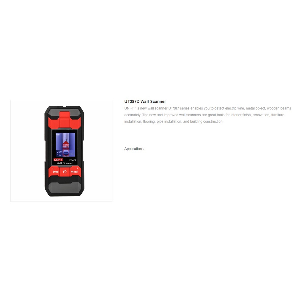 UNI-T UT387D Wall Scanner เครื่องสแกนผนัง เพื่อตรวจสอบโลหะ สายไฟ ในผนัง - รูปที่ 3