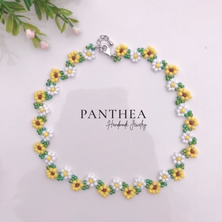 Pantheadesign สร้อยคอลูกปัดดอกไม้ ลายซิกแซก 🌼🌻