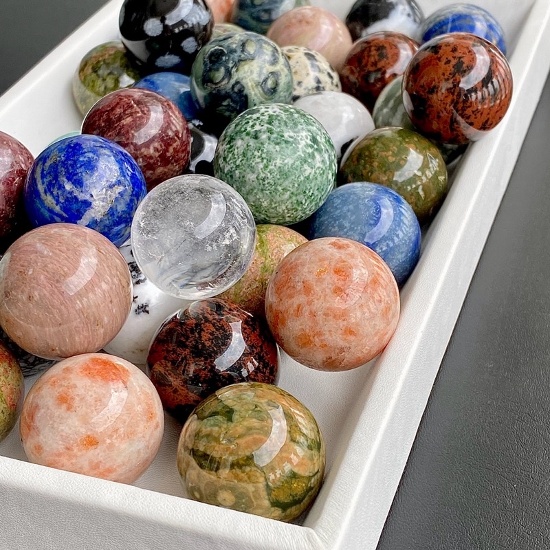 หินธรรมชาติแท้ ทรงกลม ไซส์มินิ (Mini Mixed Stone Sphere) 2-3cm🔮