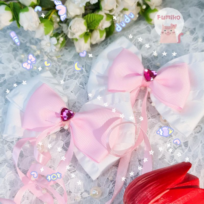 โบว์ติดผม เป็นคู่ น่ารักๆหวานๆ สามารถแจ้งสีอื่นได้✨️ ราคา ถูกที่สุด ดีลบีเคเค