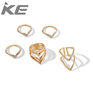 Gold Ring 5 Piece Set Simple Creative Geometric Ring Set for girls for women low price