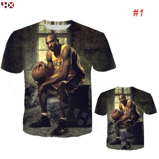 HX Kobe NBA Bryant ดาราเอ็นบีเอ 3D พิมพ์แฟชั่นเสื้อยืดเสื้อเชิ้ตลายฤดูร้อนบนเสื้อยืด แขนสั้น