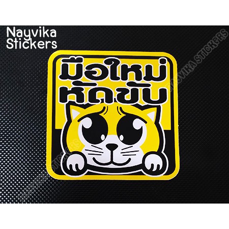 พร้อมส่ง  ((ขนาดกลาง)) ป้ายมือใหม่ หัดขับ สติ๊กเกอร์มือใหม่หัดขับ สติ๊กเกอร์ขออภัยมือใหม่  ติดรถ ลายแมว ราคา ถูกที่สุด ดีลบีเคเค แกลเลอรีภาพที่ 2