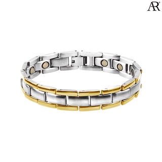 ANGELINO RUFOLO Healthy Magnetic Bracelet ดีไซน์ Two-Tone Chain สร้อยข้อมือแม่เหล็ก Stainless Steel 316L(สแตนเลส) สีทอง