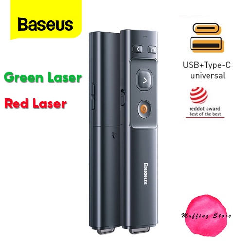 💜ถูกจริง/ส่งไว📦Baseus รีโมทพรีเซนไร้สาย แดง-เขียว Type-C + USB Wireless Remote Control Presentation 
