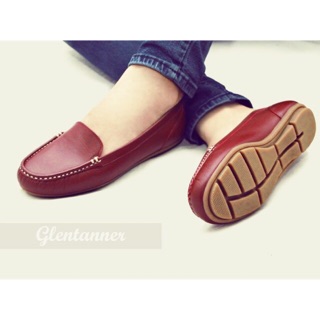 ส่งฟรี รองเท้าโลฟเฟอร์ผู้หญิง "Glentanner Loafer - woman shoe"  รองเท้าหนังแท้ (Crimson Red)งานพรีเมี่ยม ใส่ทนใส่สบาย