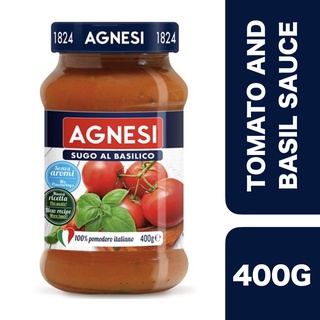 Agnesi Sugo Al Basilico Tomato and Basil Sauce 400g ++ แอคเนซี พาสต้าซอสมะเขือเทศผสมใบโหระพา 400 กรัม