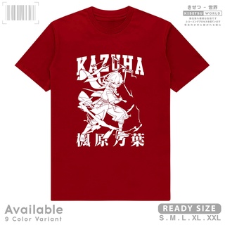 [100% Cotton] เสื้อยืดลําลอง แขนสั้น พิมพ์ลายอนิเมะมังงะ Distro GENSHIN IMPACT KAZUHA KAEDEHARA Baju Karakter Gameprint