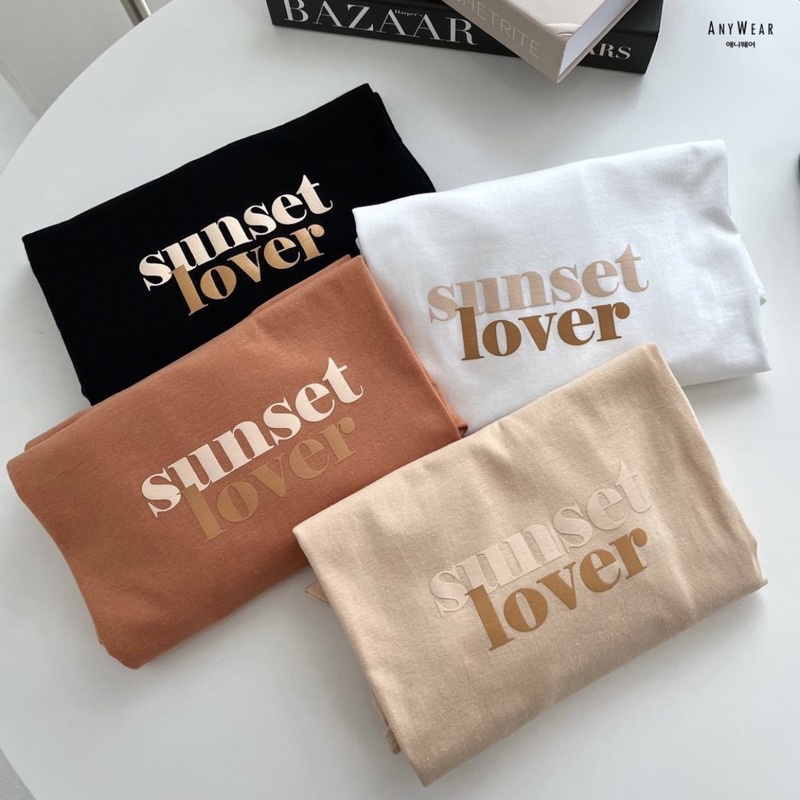 เสื้อยืด Oversize Sunset lover by AnyWear ผ้าCotton100% ผ้านุ่ม ทรงเกาหลี ใส่สบาย