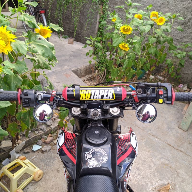 Supermoto klx crf wr กระจกไขมันกลมกว้าง
