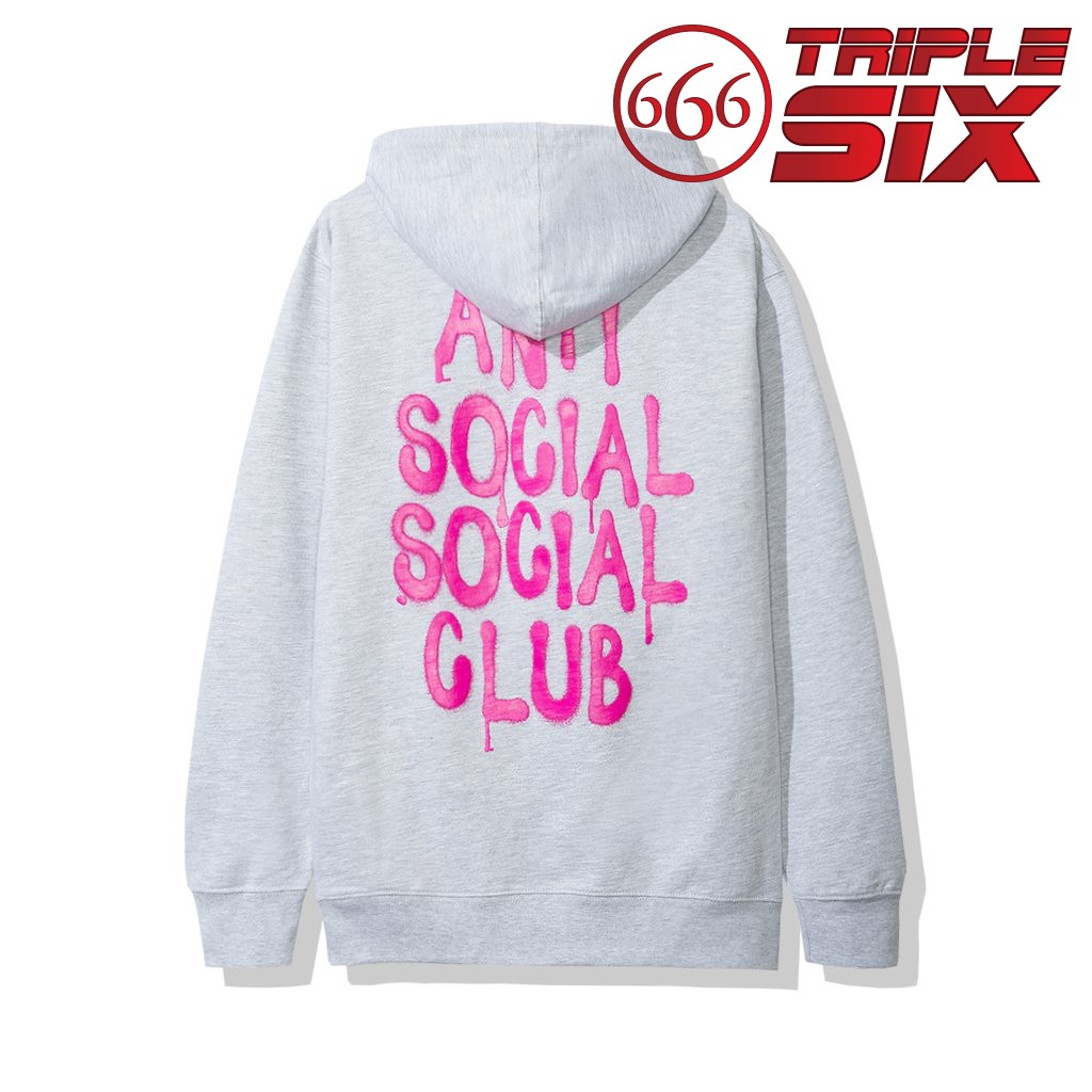LES Grey Anti Social Social Club เสื้อแจ็คเก็ตจัมเปอร์มีฮู้ด