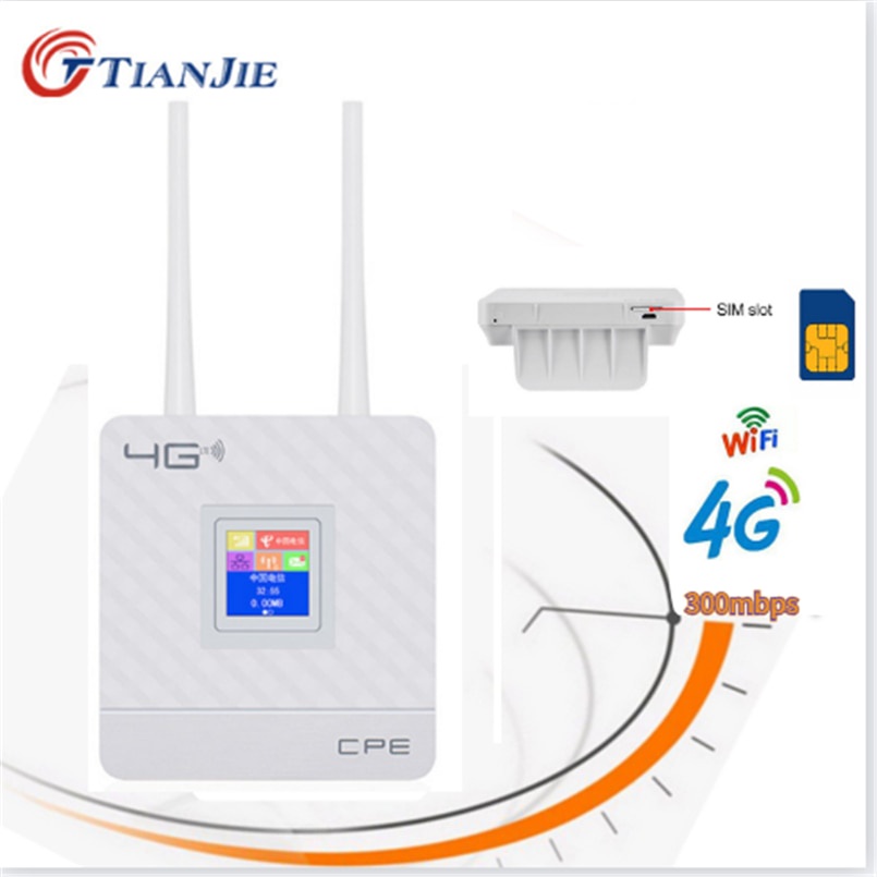 TIANJIE 3G/4G LTE CPE Wifi SIM Card data Router Unlock 300M Mobile Hotspot WAN/LAN Port Dual External Antenna
