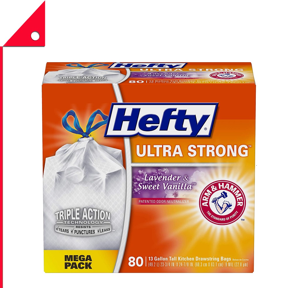 Hefty : HFTE84544* ถุงขยะ Ultra Strong Trash Bags 13 Gallon, 80 Count